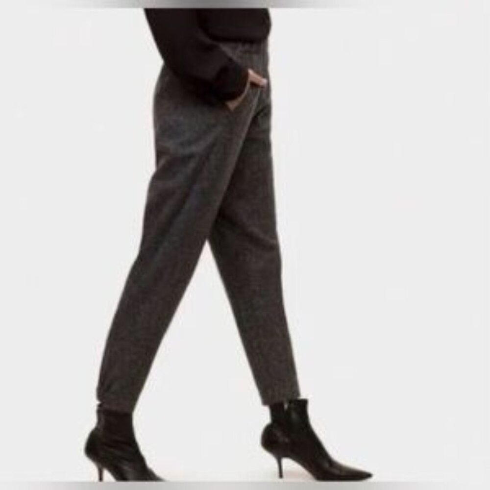 New! BABATON (Aritzia) 4 Charcoal Weston Trousers Mid-Rise Slim Leg Ankle Length